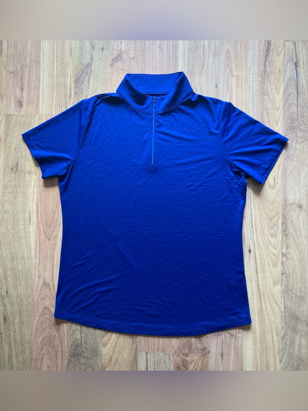 Ibkul 1/4 Zip Mock Neck Navy Blue Womens L Short Sleeve Shirt UPF 50 Performance